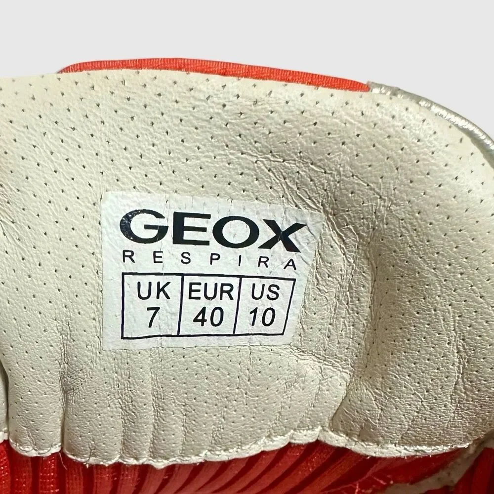 Geox Respira Women’s 10 Yellow Suede Mesh Sneakers Orange Silver EU 40
